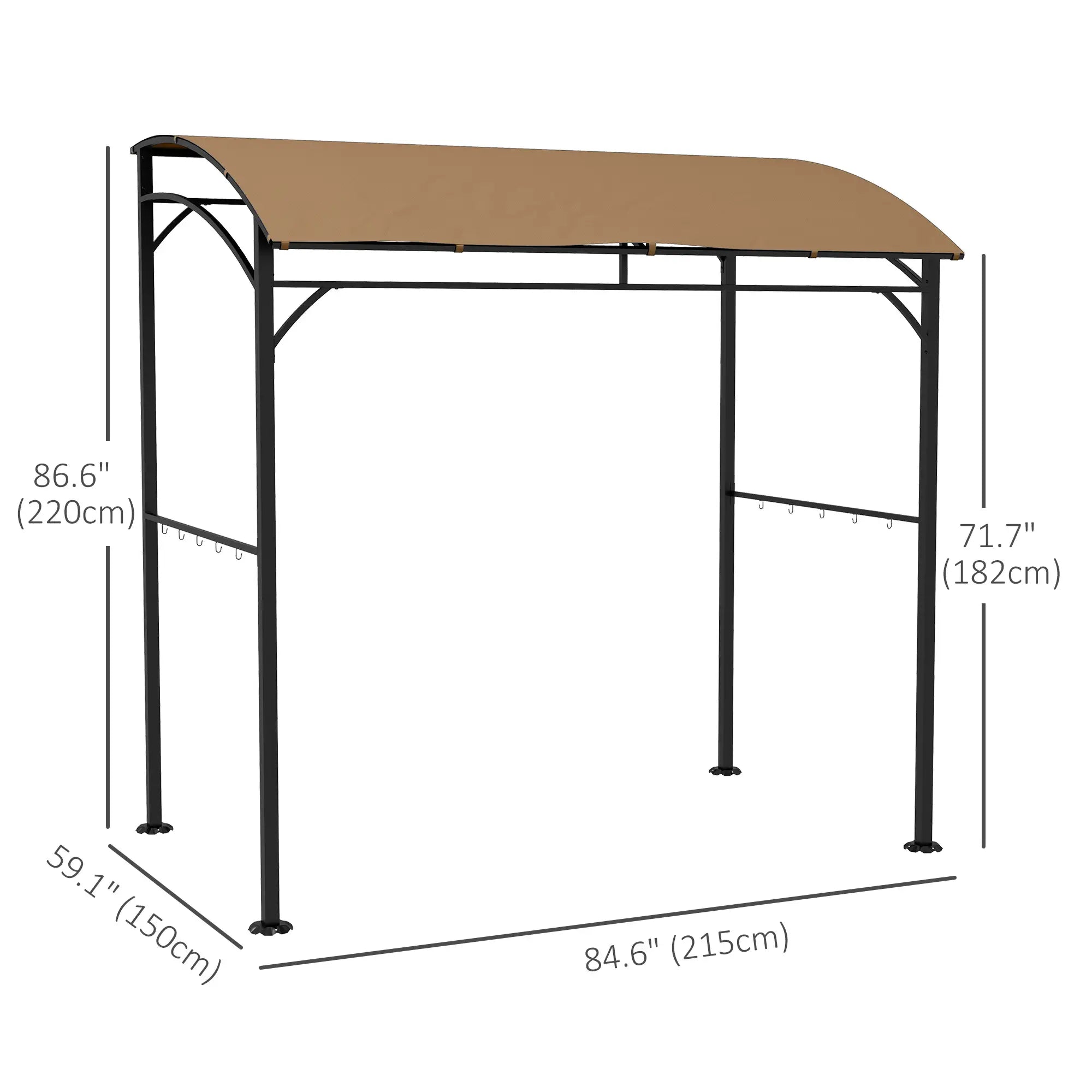7' x 5' Garden Grill Canopy, Steel Frame, Dark Brown BBQ Grill Gazebos at Gallery Canada