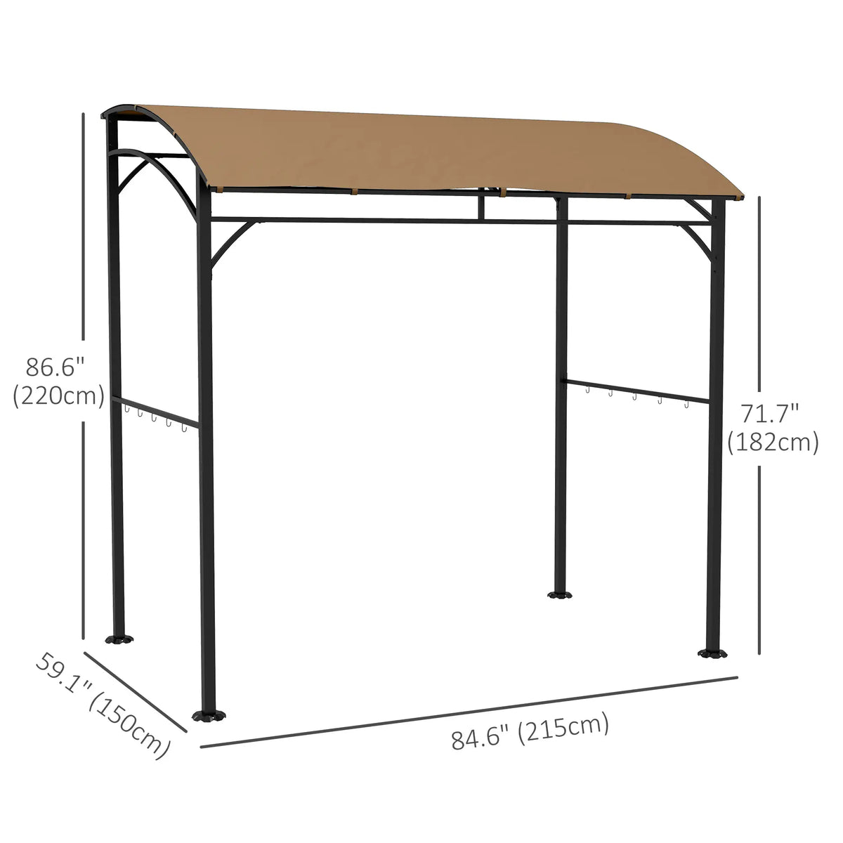 7' x 5' Garden Grill Canopy, Steel Frame, Dark Brown BBQ Grill Gazebos at Gallery Canada