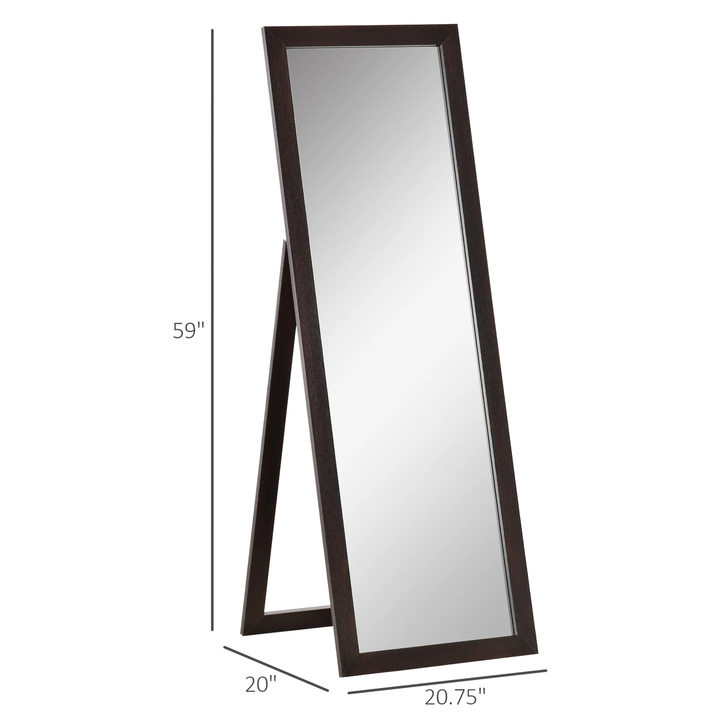 58" x 20" Full Length Mirror, Floor Standing, Rectangular, Brown Full Length Mirrors at Gallery Canada