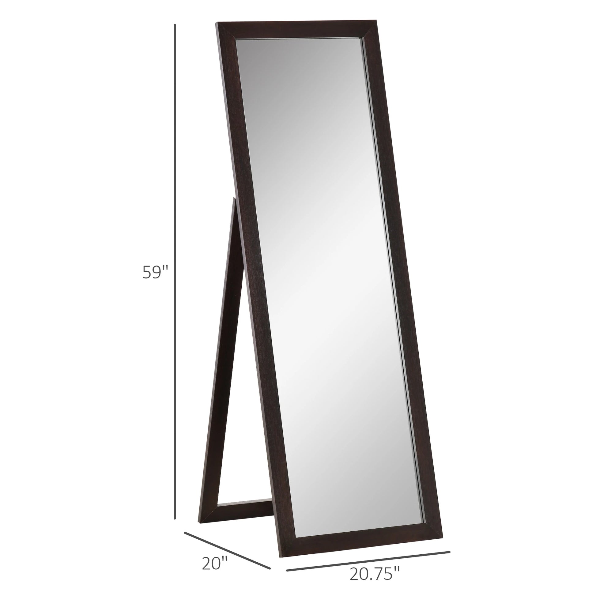 58" x 20" Full Length Mirror, Floor Standing, Rectangular, Brown Full Length Mirrors at Gallery Canada
