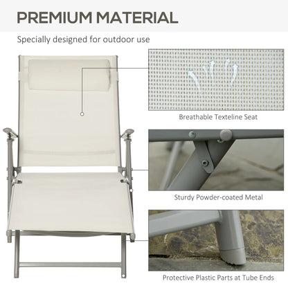 Outdoor Folding Chaise Lounge, Adjustable Backrest, Cream White Lounger Chairs at Gallery Canada