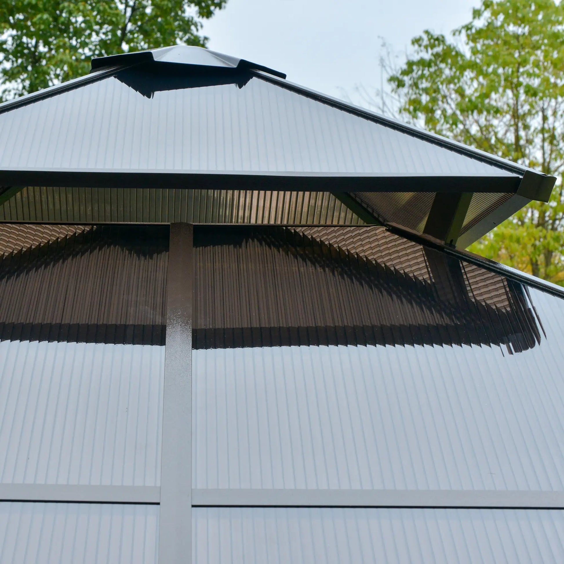 10' x 10' 2-Tier Outdoor Gazebo, Polycarbonate Roof, Beige Gazebos at Gallery Canada
