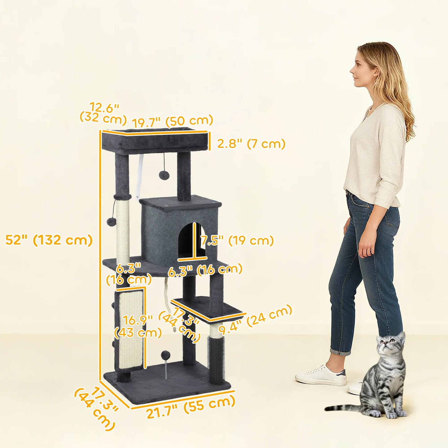 52-Inch Cat Tree with Scratching Posts, Bed, Condo, Platforms Multi-Level Cat Towers at Gallery Canada