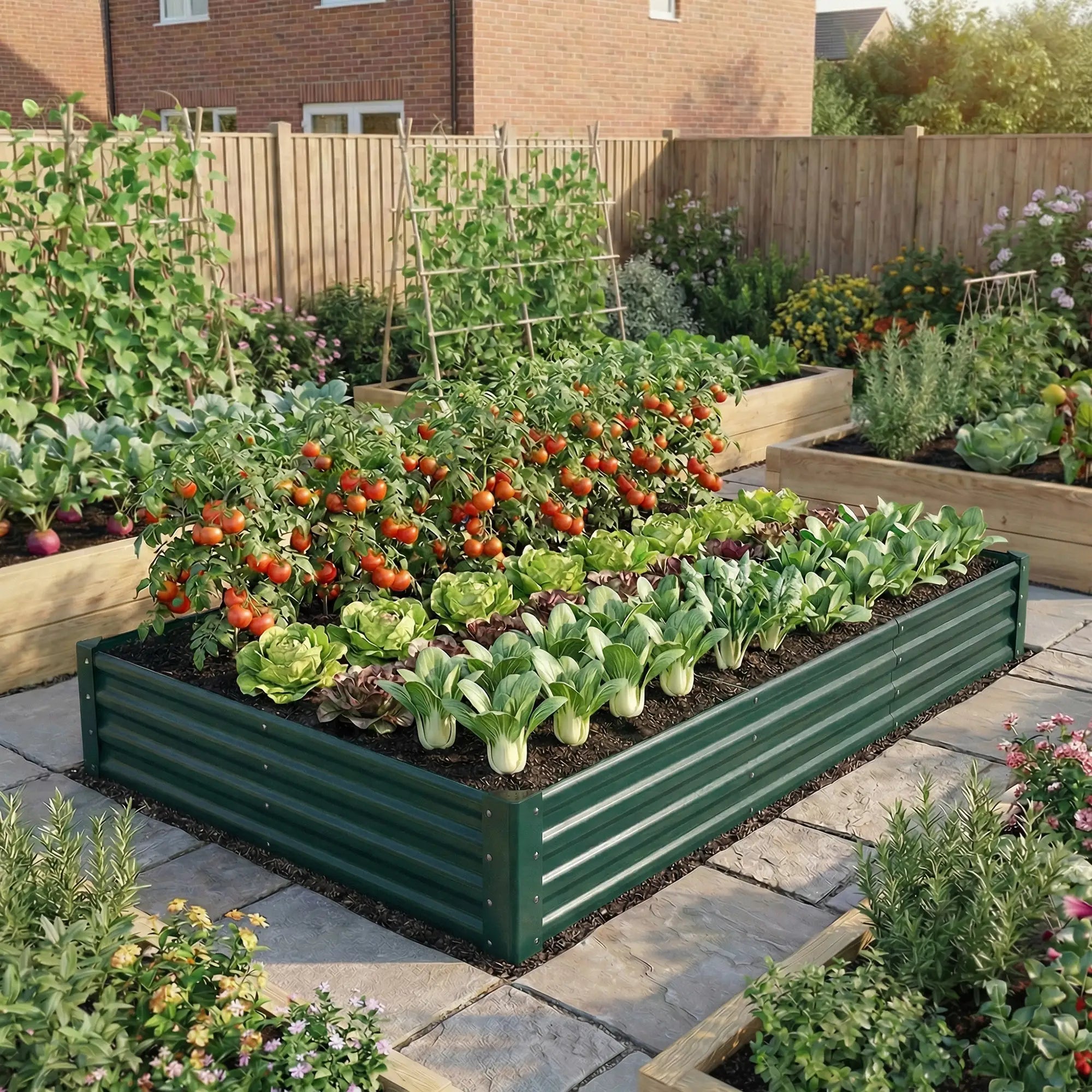 8 x 4 x 1ft Galvanized Raised Garden Bed, Reinforced Outdoor Planter Box, Green Galvanized Planter Boxes at Gallery Canada