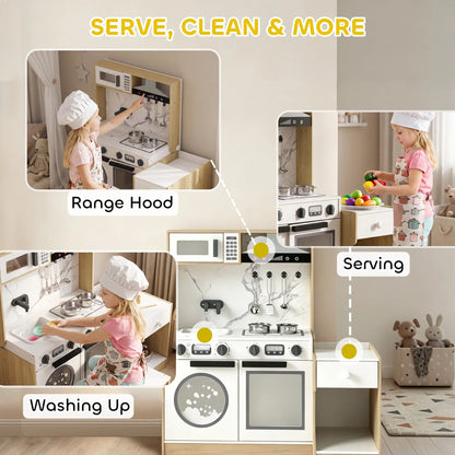 2-In-1 Kids Kitchen Playset, Table & Chair with Sink, Oven, Microwave, 3-8 Play Kitchen at Gallery Canada