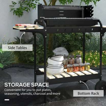 Charcoal Barbecue Grill, Adjustable Height, Portable Trolley With Ash Catcher, Wheels, Black Charcoal BBQ Grils at Gallery Canada