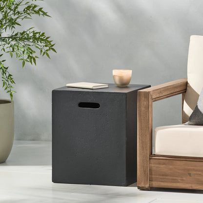 Multi-Functional Tank Holder Side Table, 16.5" L x 16.5" W x 20.5" H, Dark Grey Patio Side Tables at Gallery Canada