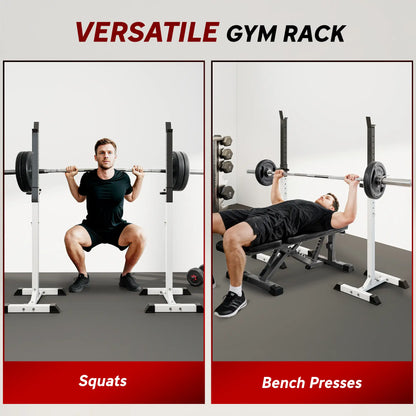 Adjustable Barbell Rack, Squat Stand, 2 Bars Holder, Black, White Power Towers at Gallery Canada