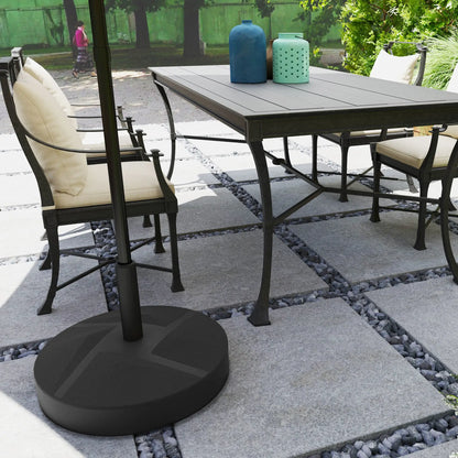 Heavy Duty Outdoor Umbrella Stand Base, Sand Water Filled, Φ22" x 15.7" H, Black Umbrella Bases at Gallery Canada
