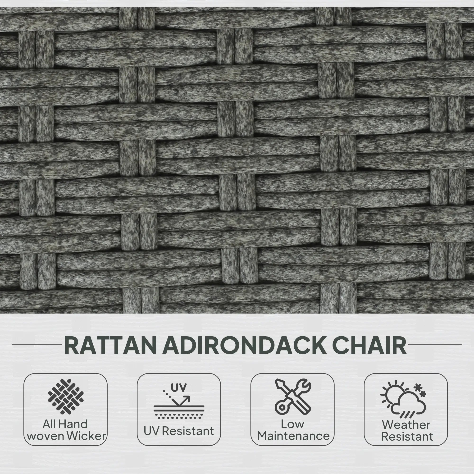 Wicker Adirondack Chair, PE Rattan Outdoor Fire Pit Chair, Heather Grey Patio Chairs at Gallery Canada