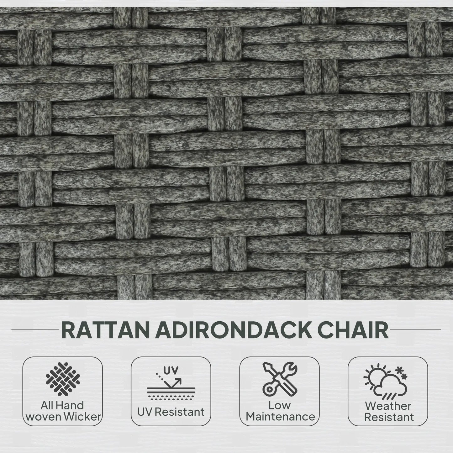 Wicker Adirondack Chair, PE Rattan Outdoor Fire Pit Chair, Heather Grey Patio Chairs at Gallery Canada