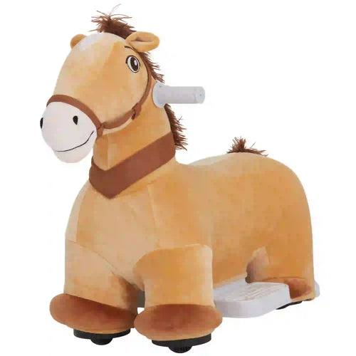 6V Kids Ride On Horse Toy, Electric, Brown