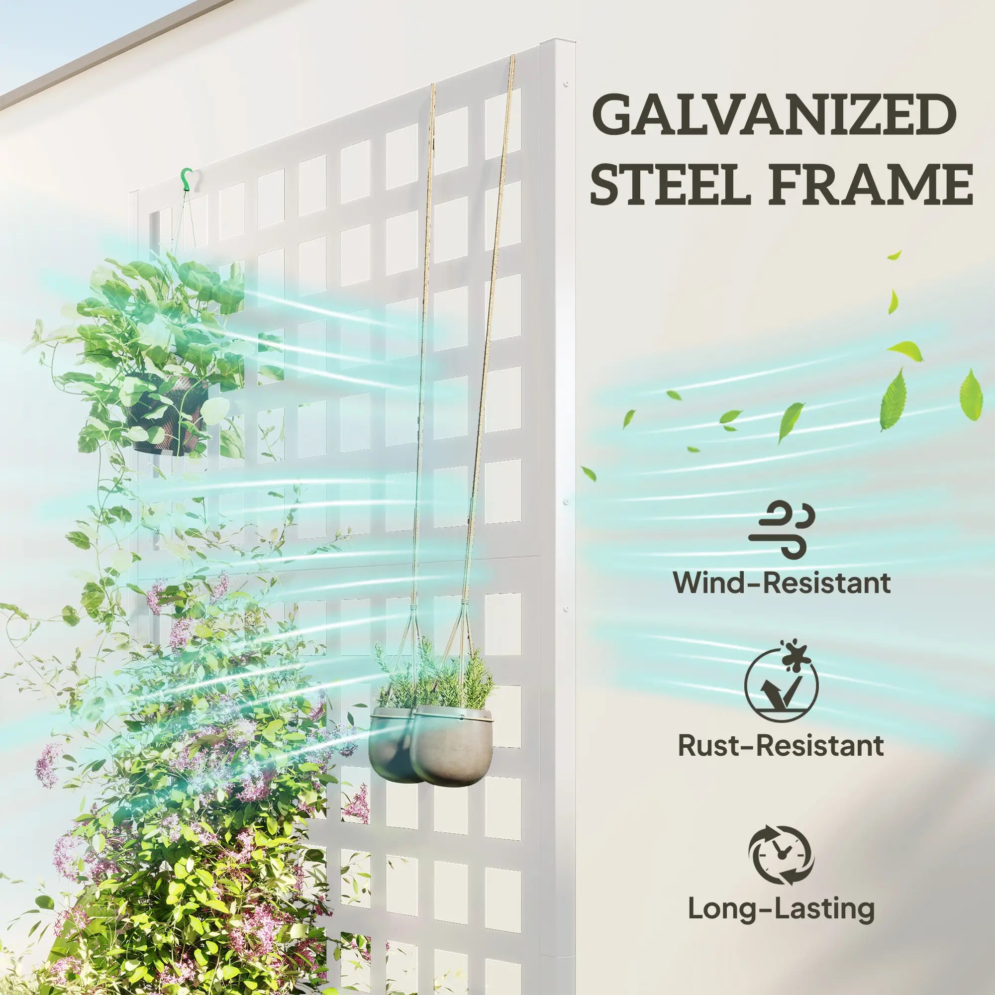 Galvanized Raised Garden Bed Planter Box With Trellis, 35