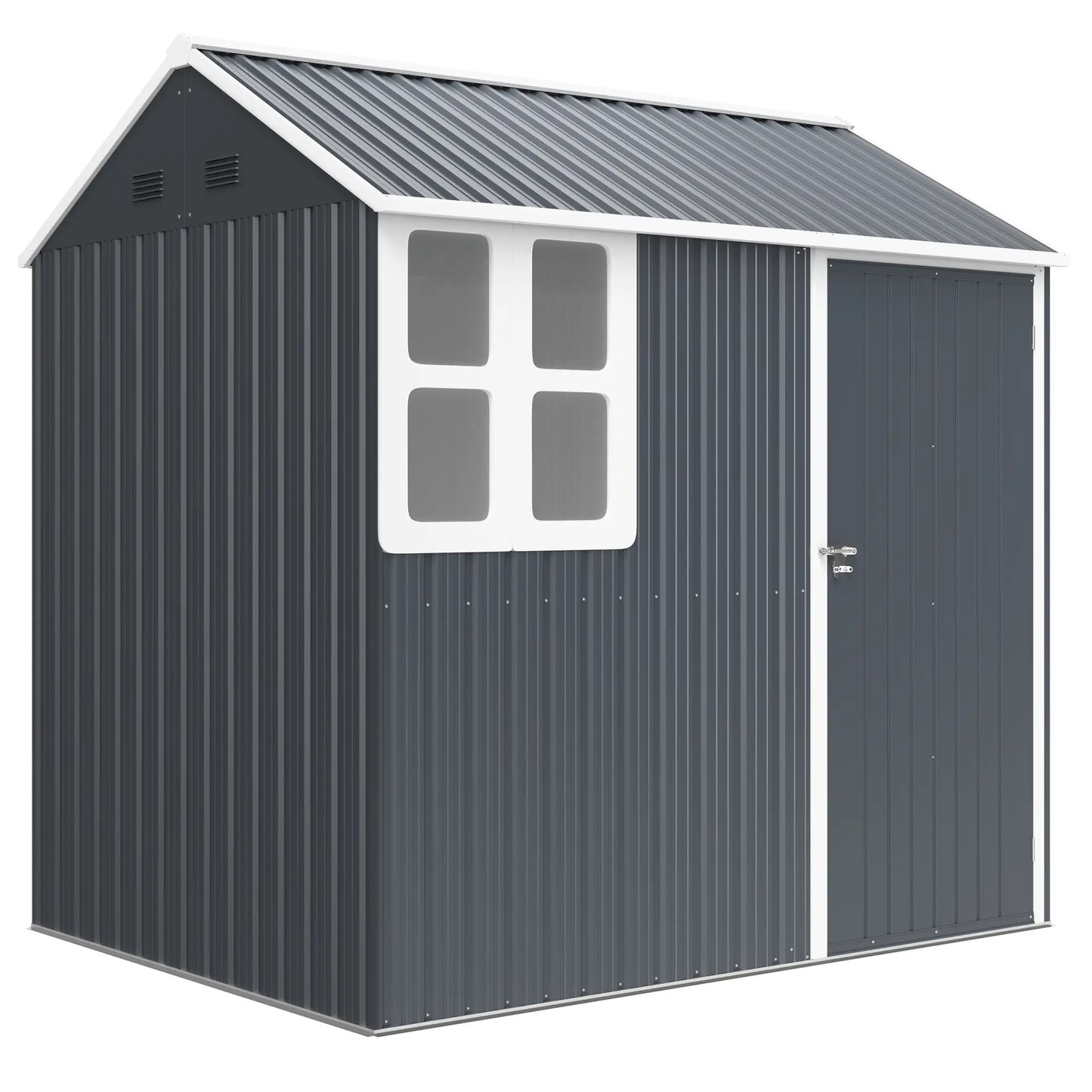 7' x 5.5' Metal Garden Shed, Outdoor Storage, Lockable Door, Dark Grey Sheds at Gallery Canada