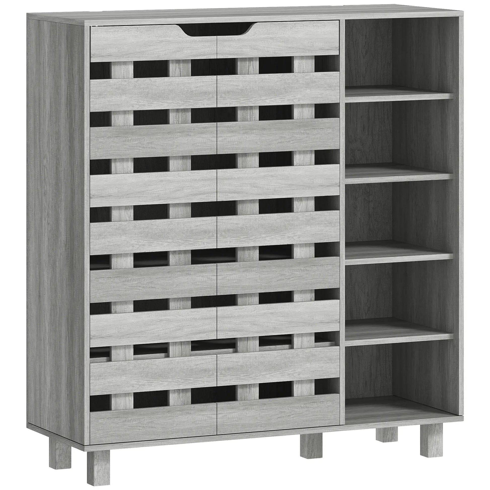 21 Pair Shoe Cabinet, 5-Tier Double Door, Light Grey Shoe Storage Cabinets & Racks at Gallery Canada
