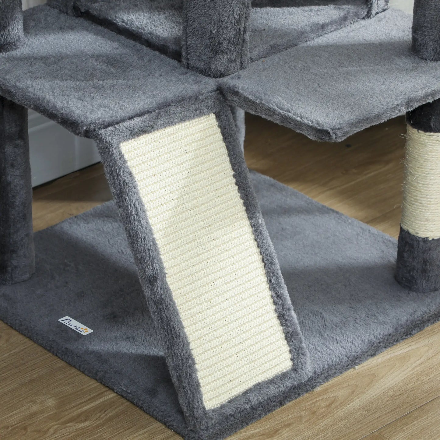 54" Cat Tree, Multi-Level Tower With Scratching Posts, Light Grey