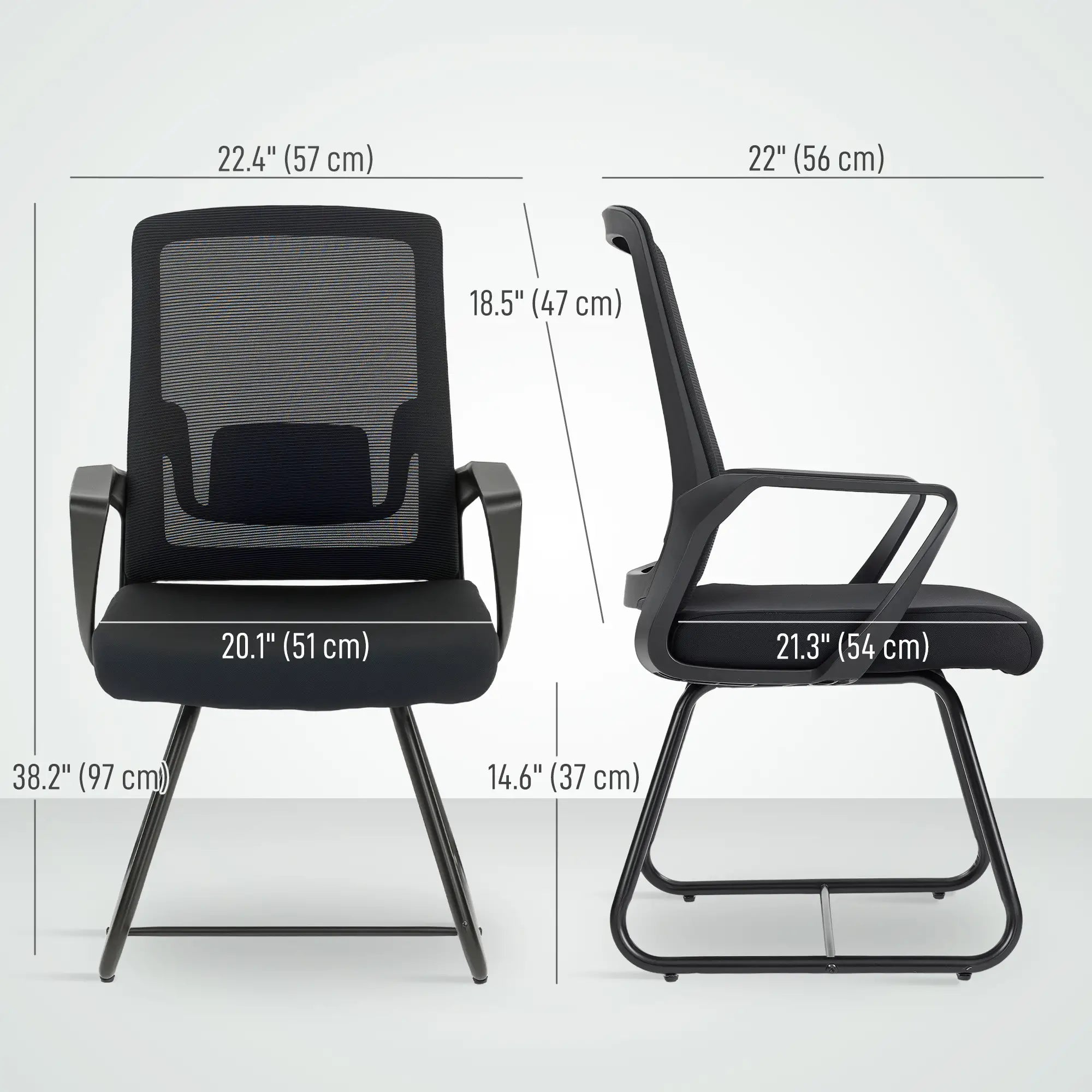 Waiting Room Chair, Desk Chair No Wheels, Mesh Back, Lumbar Support, Metal Base Task Chairs at Gallery Canada