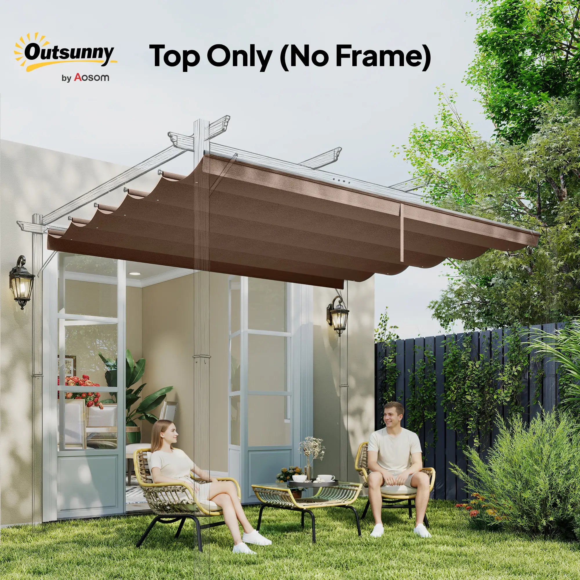 Retractable Pergola Canopy, 10' x 10', Coffee Gazebo Canopy Replacement at Gallery Canada