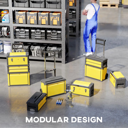 3-in-1 Tool Box with Wheels, Stackable, Modular Steel Toolbox, Yellow Tool Organizers at Gallery Canada