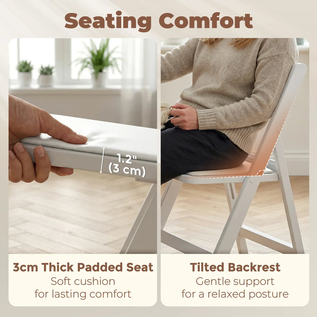 4 Pack Folding Chairs, Foldable Resin Chair with Padded Seat, Portable Indoor Outdoor Seat for Office Events Dining Dining Chairs at Gallery Canada