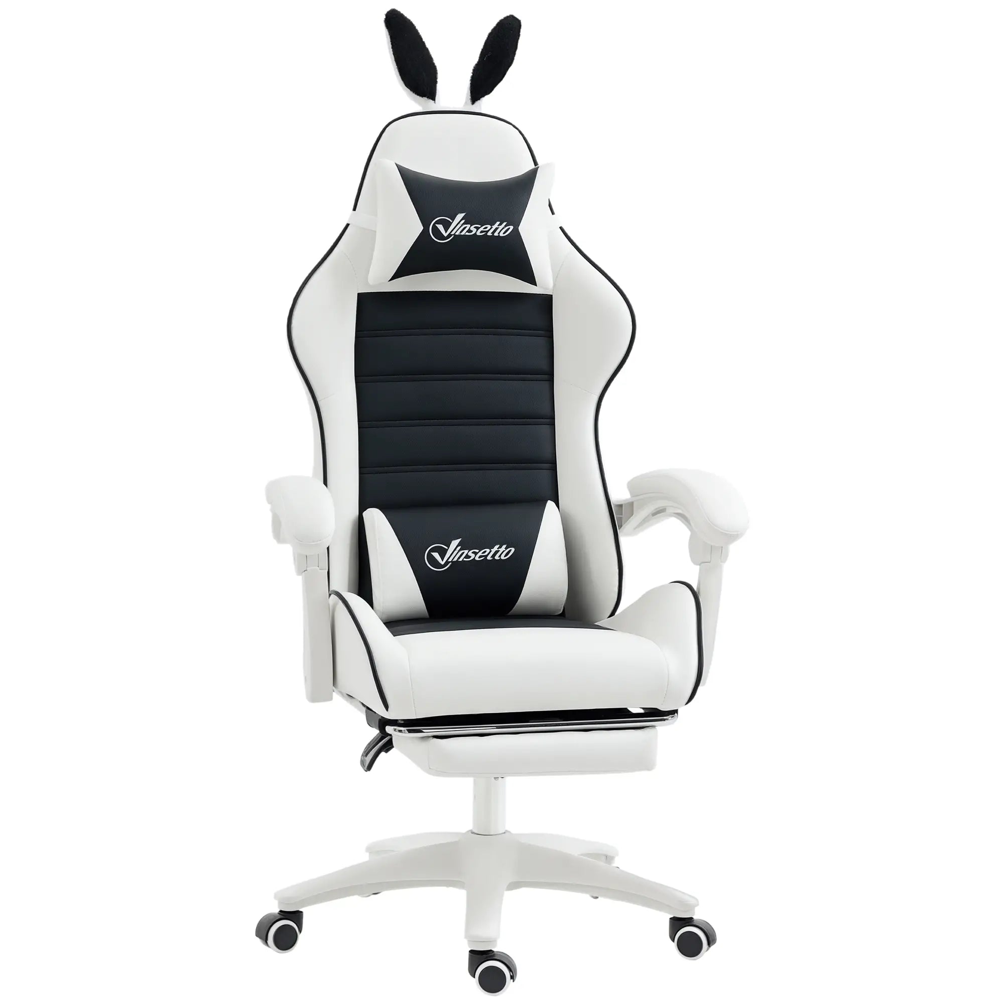 Racing Gamer Chair, PU Leather with Footrest, Headrest, Lumbar Support, Black Video Game Chairs at Gallery Canada