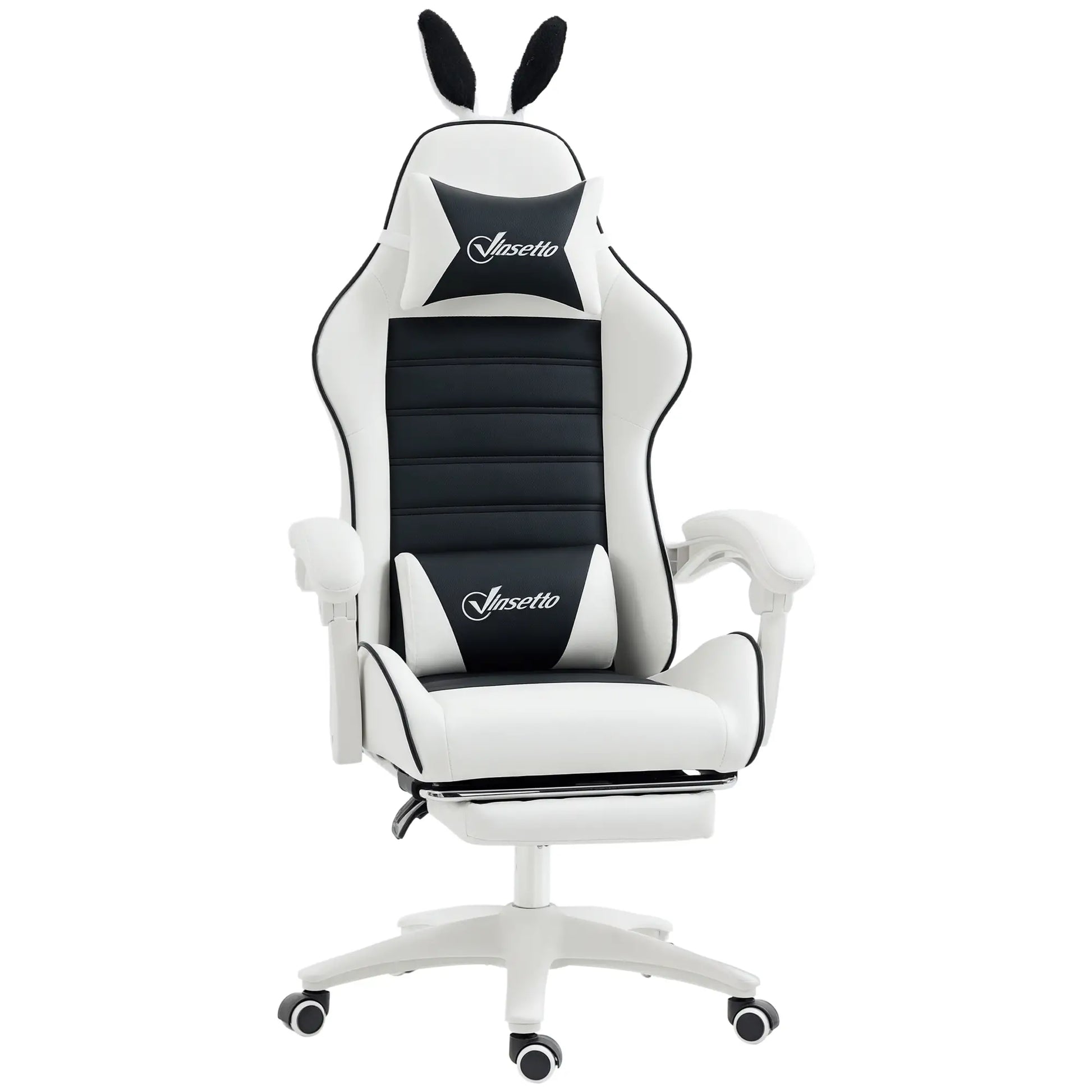 Racing Gamer Chair, PU Leather with Footrest, Headrest, Lumbar Support, Black Video Game Chairs at Gallery Canada
