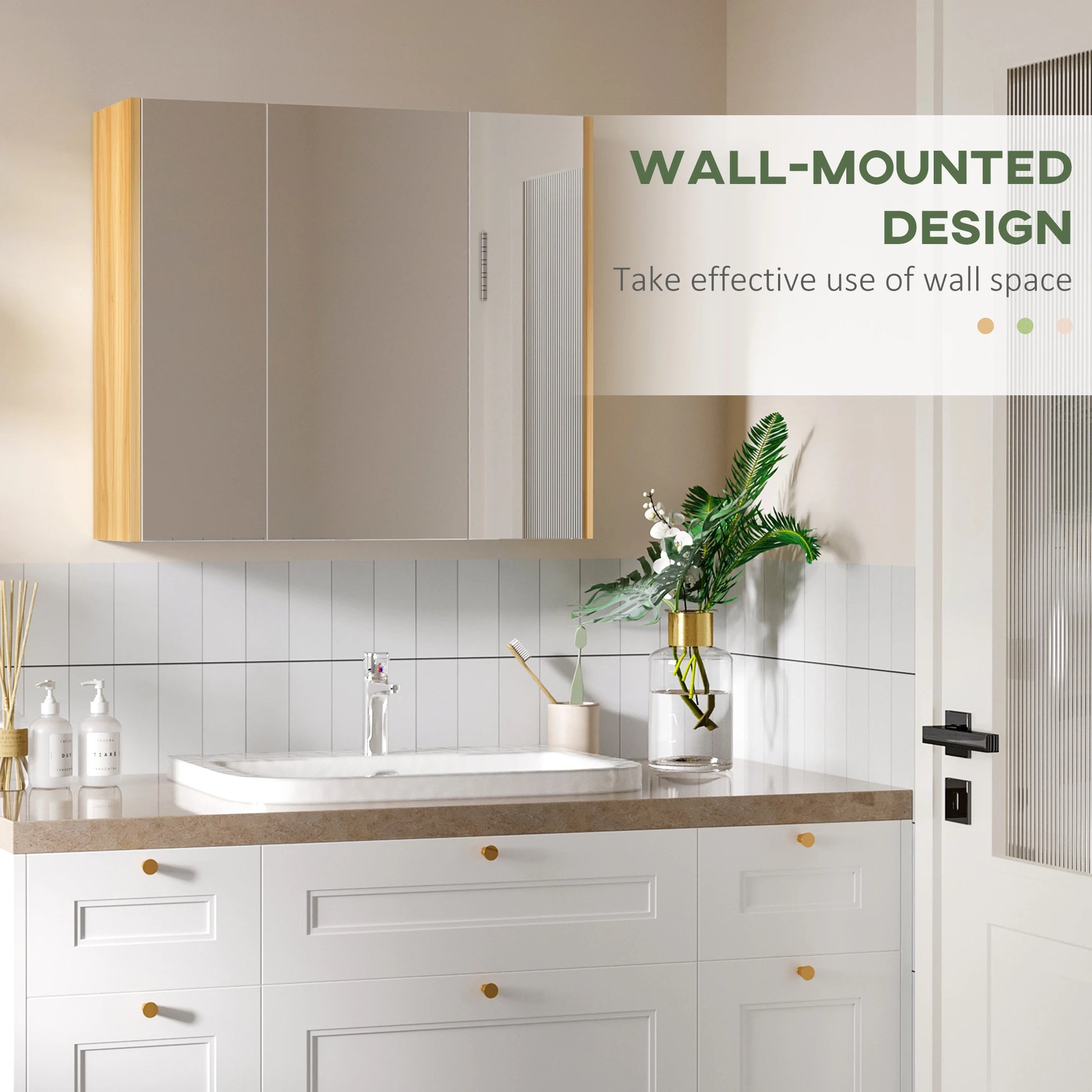 Wall Mounted Medicine Cabinet, Mirror, 3 Doors, Adjustable Shelves, White Mirror Medicine Cabinets at Gallery Canada