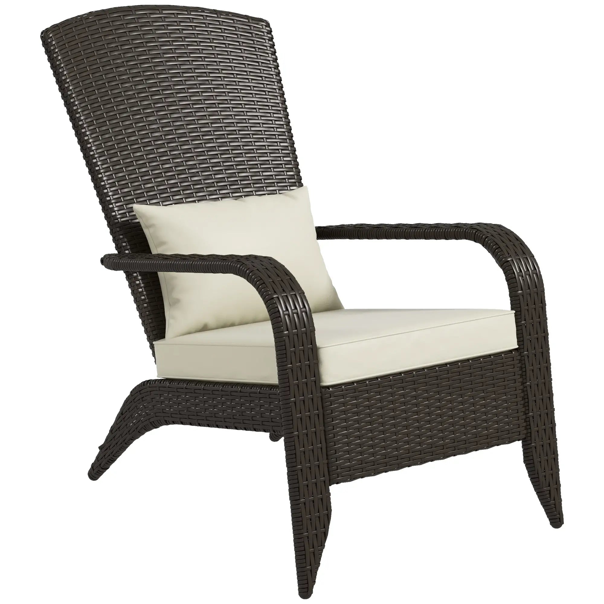 Wicker Adirondack Chair, Outdoor Rattan Chair with Cushions, Khaki Patio Chairs at Gallery Canada