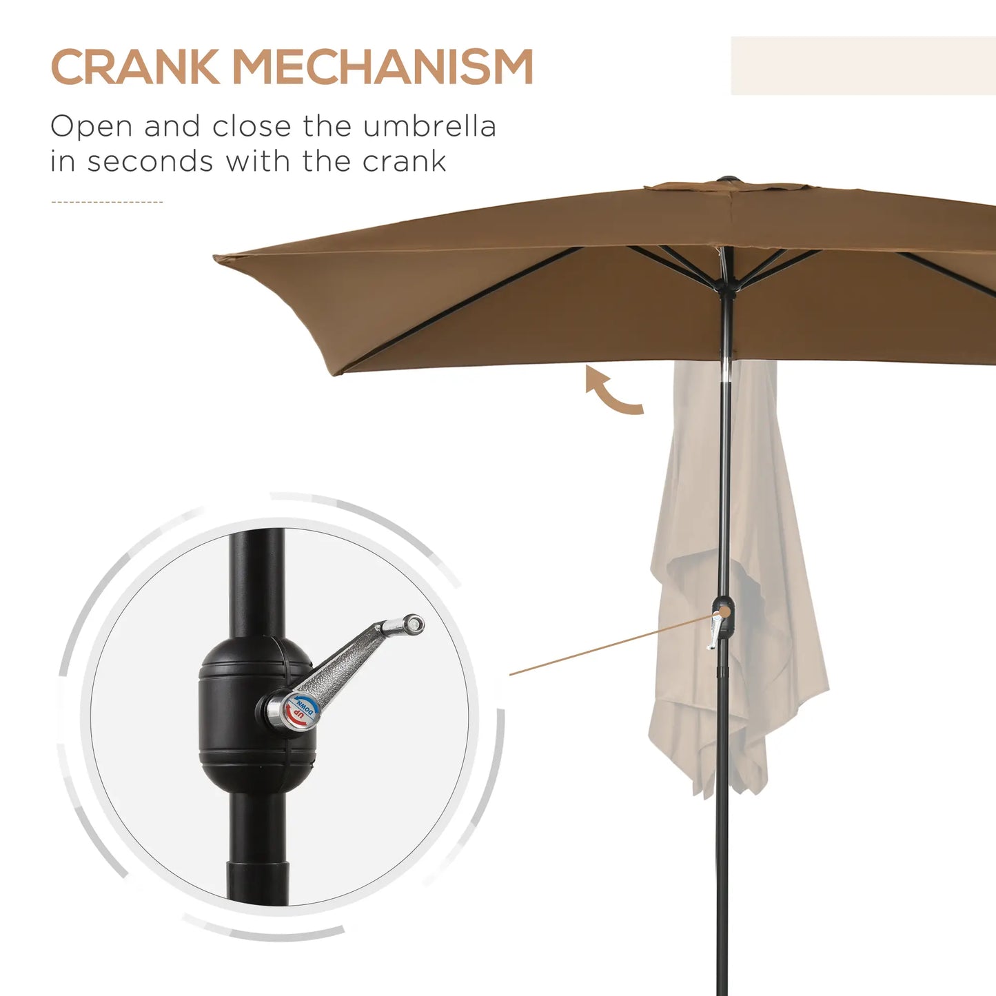 6.5x10ft Rectangle Aluminum Tilt Patio Umbrella, Outdoor Sunshade Canopy with Crank Sun Umbrellas at Gallery Canada