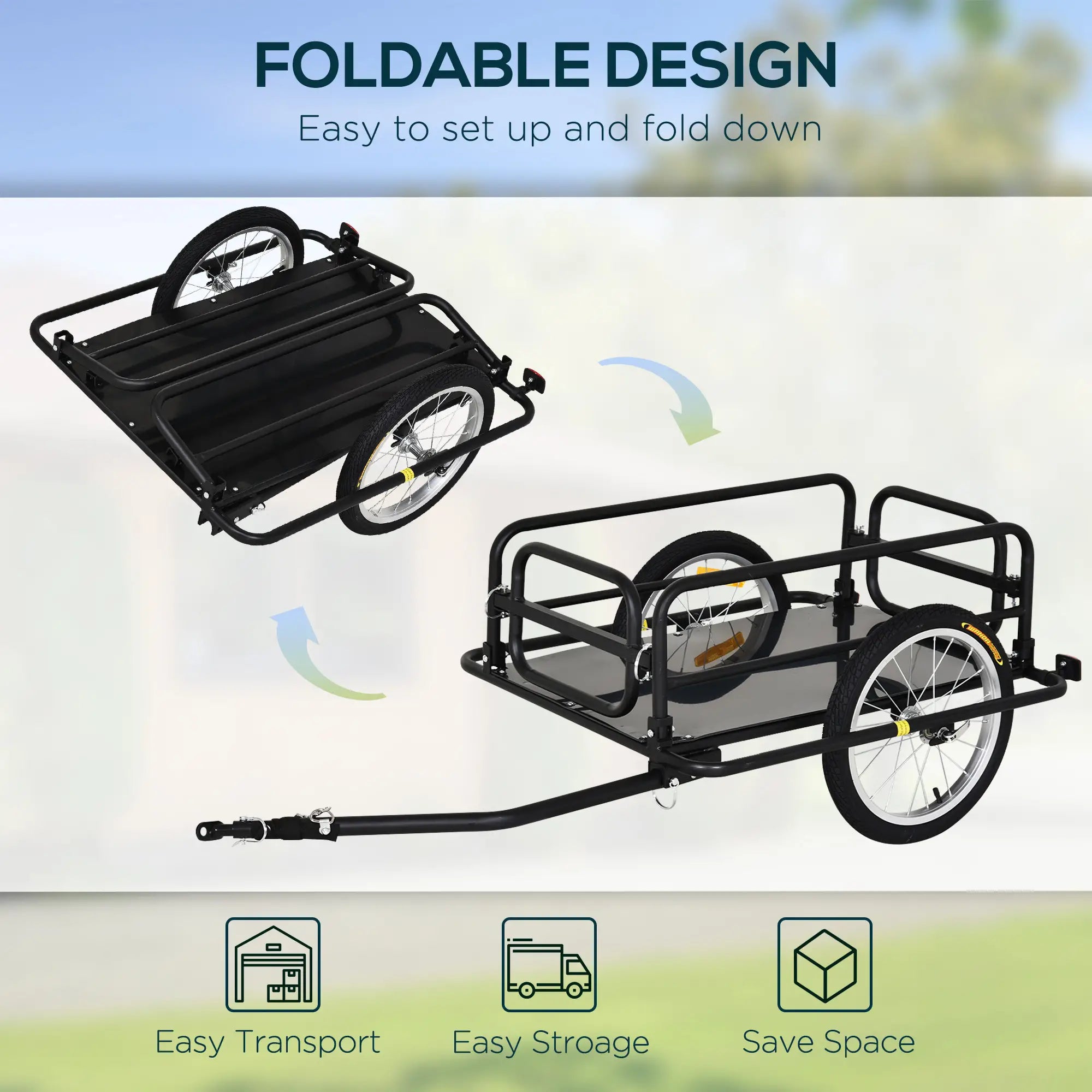 Folding Bicycle Cargo Trailer, Utility Bike Cart, Black Bike Cargo Trailers at Gallery Canada