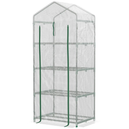 28" x 20" x 63" Portable Greenhouse, 4 Tier Shelves, Steel Frame, PE Cover, White Walk In Greenhouses at Gallery Canada