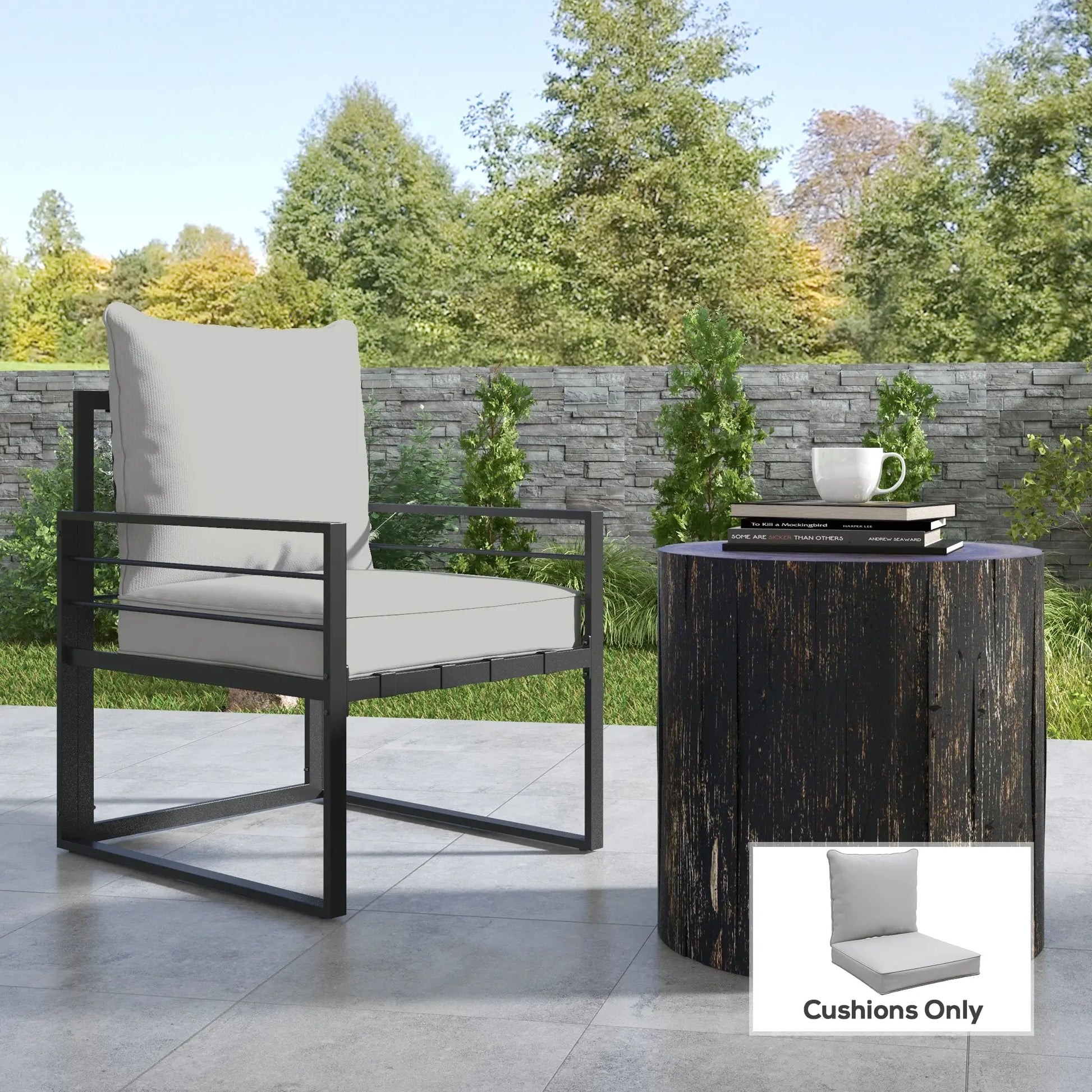 Patio Chair Cushions, Thick Deep Seat, Light Grey Patio Chair Cushions at Gallery Canada