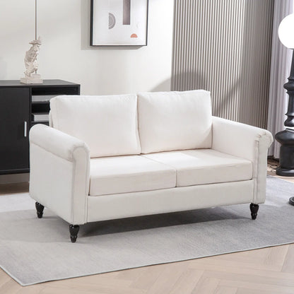 Vintage Loveseat, Chenille Fabric 2 Seater Sofa, Cream White 2-Seater Sofas at Gallery Canada