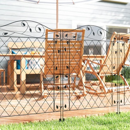 Metal Garden Fence Panels, Animal Barrier, Border Edging, 4 Pack, Wavey Vines Garden Fences at Gallery Canada