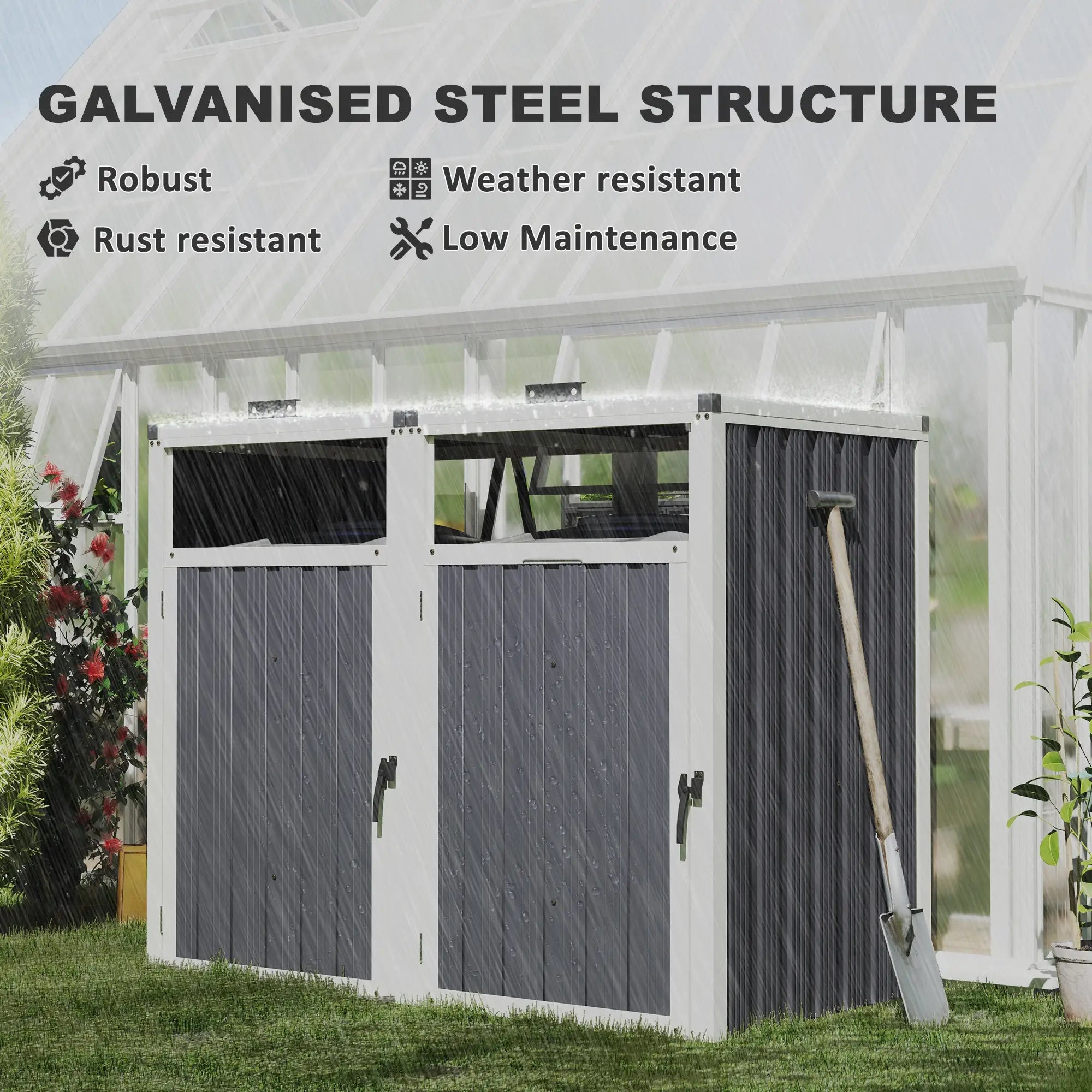 Double Garbage Bin Shed, Lockable Outdoor Storage, Dark Grey Sheds at Gallery Canada
