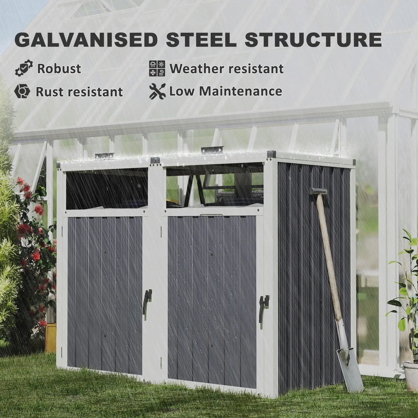 Double Garbage Bin Shed, Lockable Outdoor Storage, Dark Grey Sheds at Gallery Canada