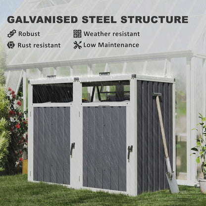 Double Garbage Bin Shed, Lockable Outdoor Storage, Dark Grey Sheds at Gallery Canada