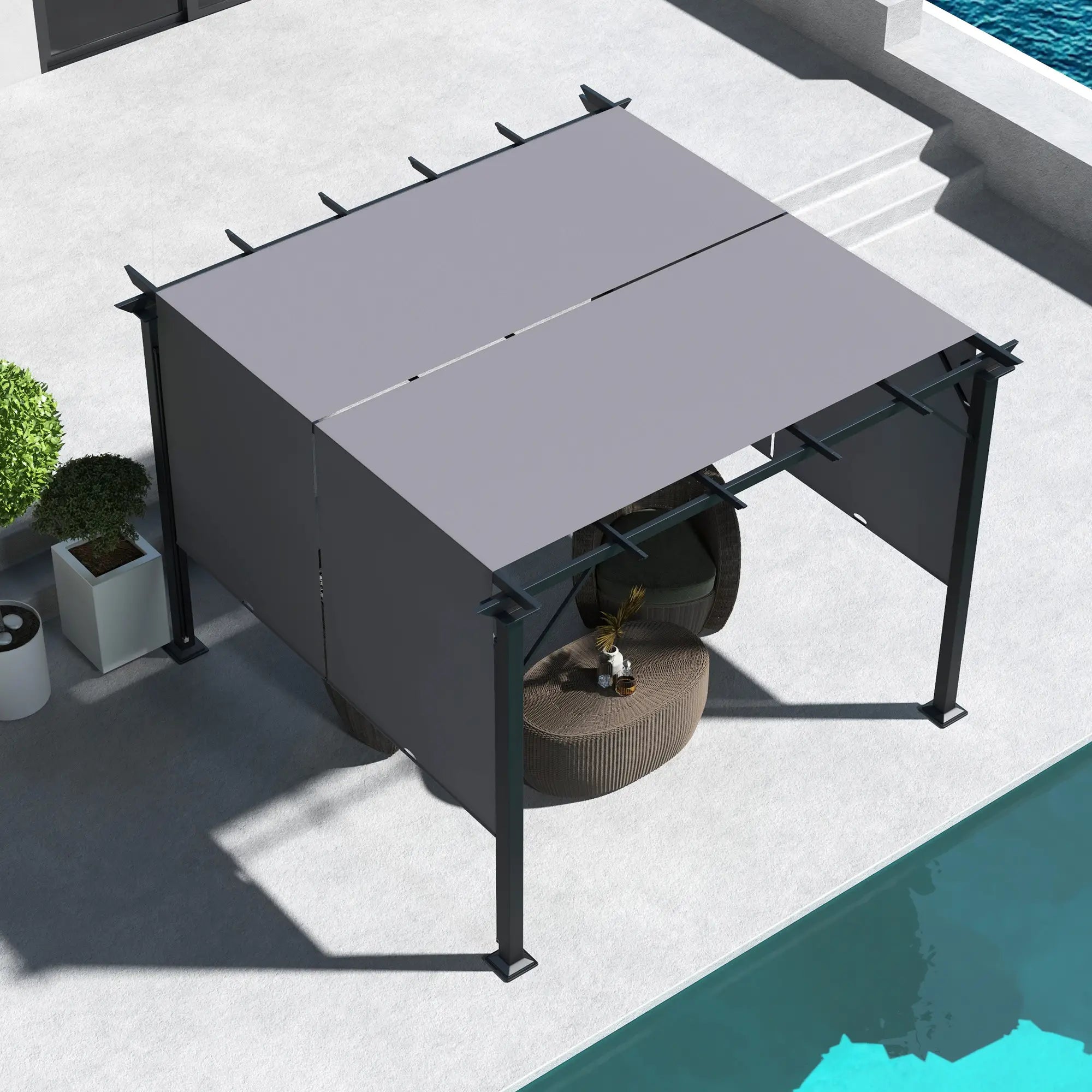 10' x 10' Retractable Pergola Canopy, Grey Pergolas at Gallery Canada