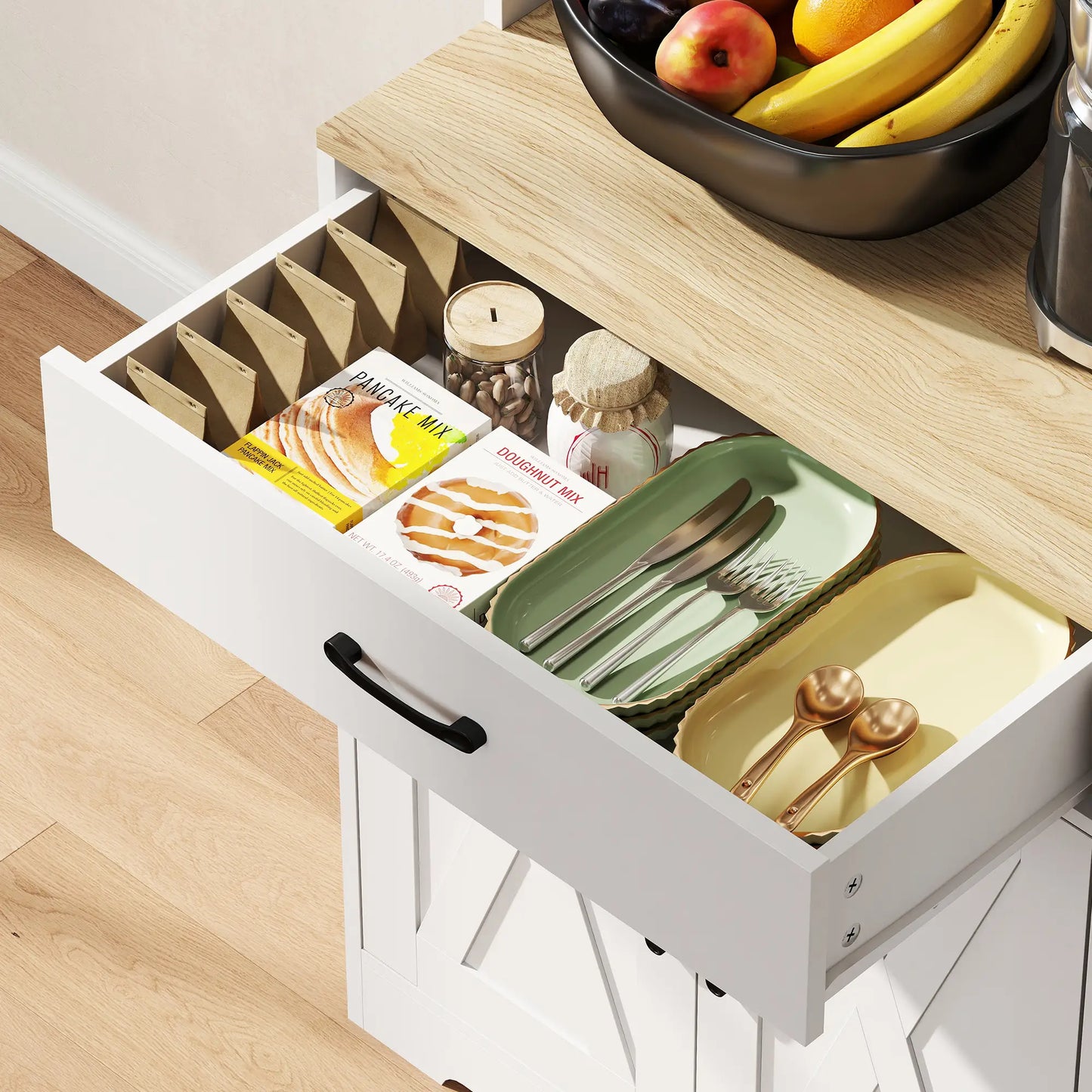 Tall Kitchen Pantry, 6 Doors, 2 Drawers, Adjustable Shelves, White Kitchen Pantry Cabinets at Gallery Canada