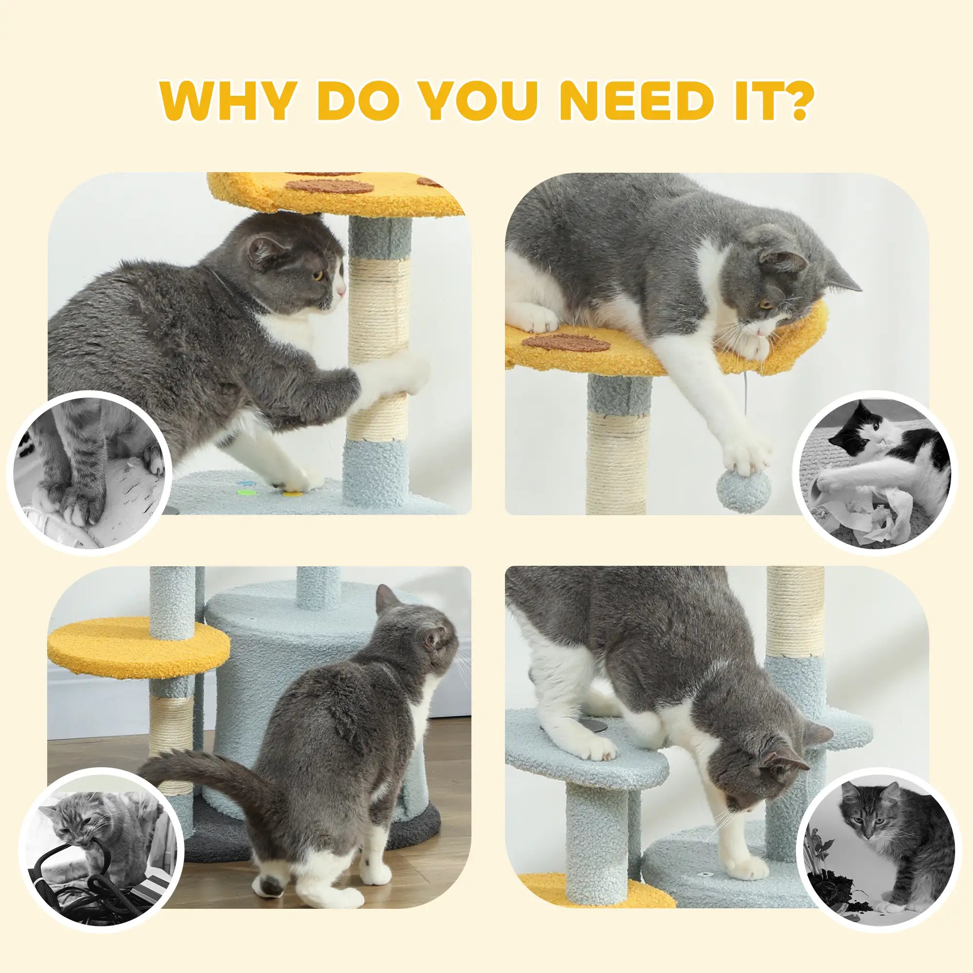 Cat Tree, 31.5 Inch, with Perch, Platform, Condo, Scratching Post, Blue Cat Posts at Gallery Canada