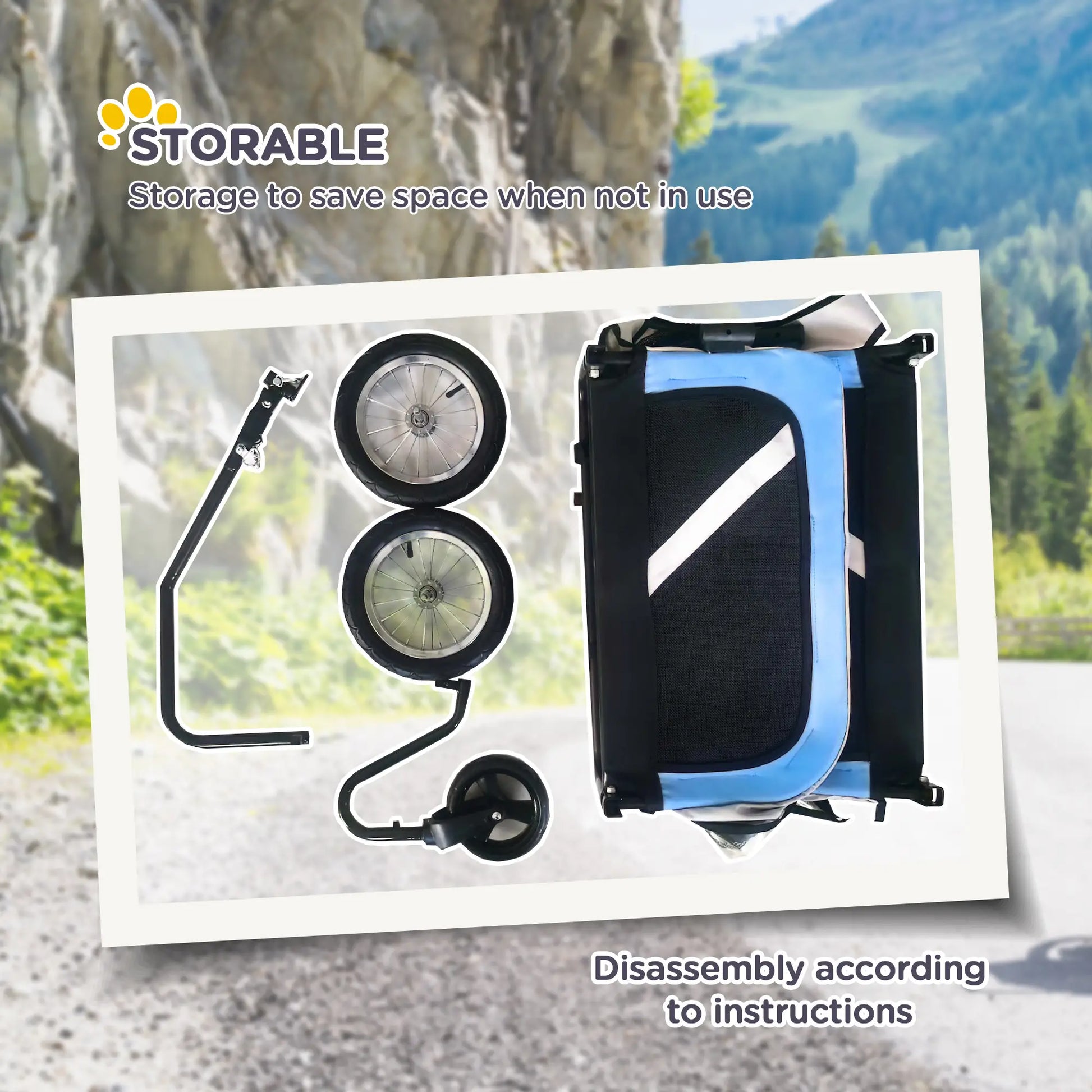 Dog Bike Trailer 2-In-1 Pet Stroller Cart Bicycle Wagon Cargo Carrier Attachment for Travel with 360 Swivel Wheel, Hitch, Suspension, Safety Flag, Blue Dog Bike Trailers & Strollers at Gallery Canada