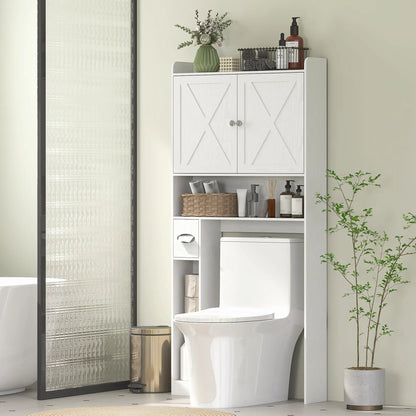 Farmhouse Over Toilet Cabinet, Adjustable Shelf, White Bathroom Cabinets at Gallery Canada