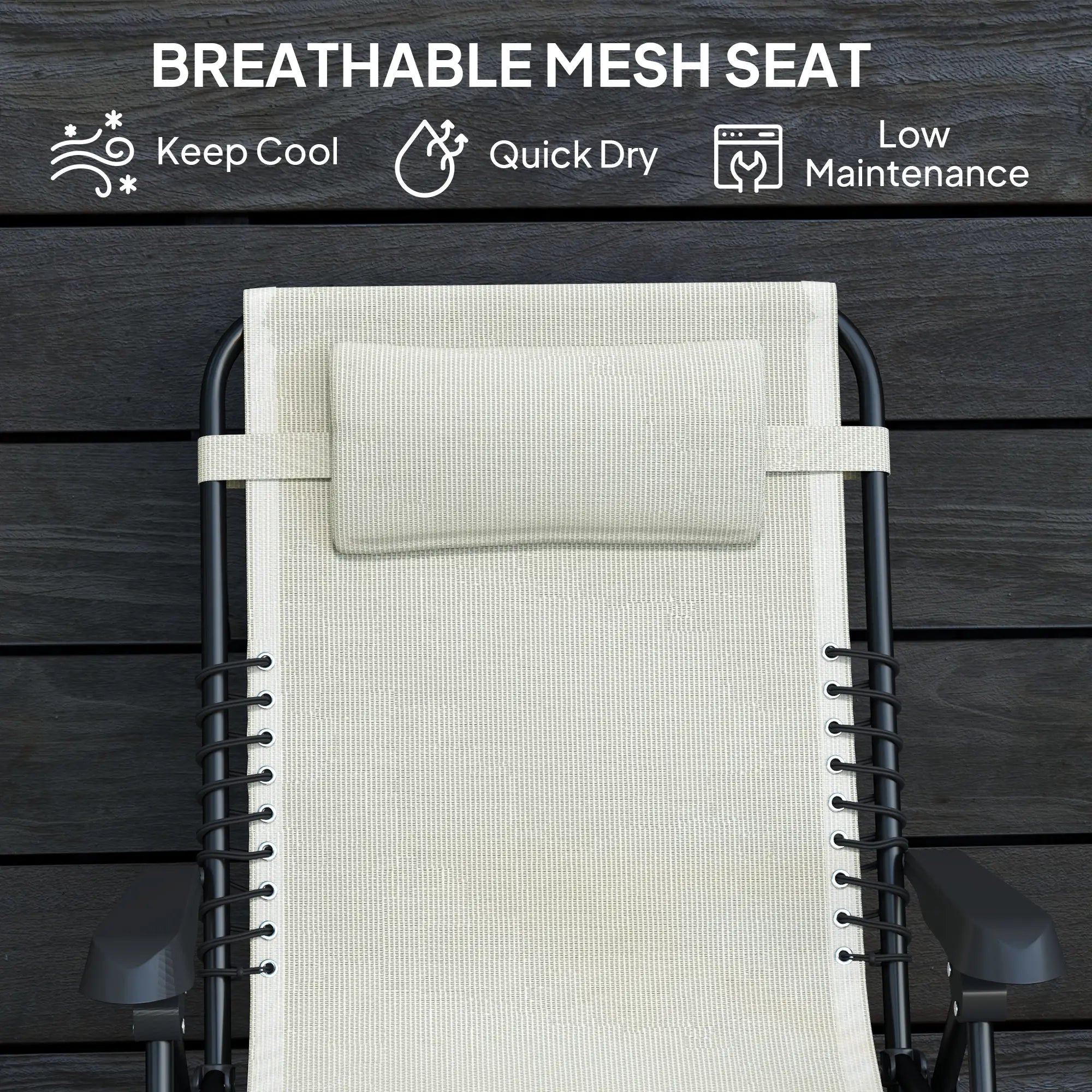 Folding Zero Gravity Chair, 5-Position Adjustable Outdoor Recliner, Beige Lounger Chairs at Gallery Canada