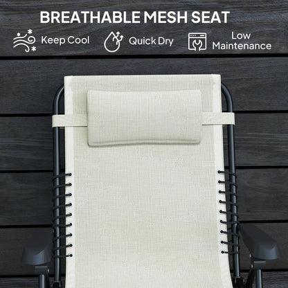 Folding Zero Gravity Chair, 5-Position Adjustable Outdoor Recliner, Beige Lounger Chairs at Gallery Canada