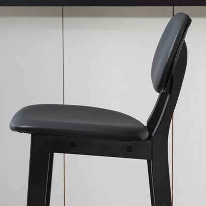 PU Leather Bar Stools Set of 2, Counter Height with Footrest, Solid Wood Legs, Black Bar Stools at Gallery Canada