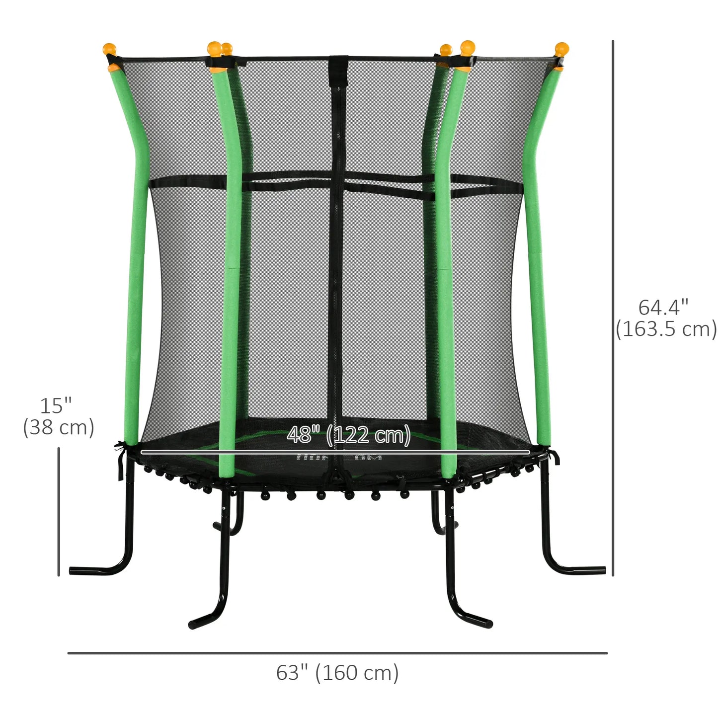 64" Kids Trampoline, Indoor Outdoor, Enclosure Net, Green Trampolines at Gallery Canada