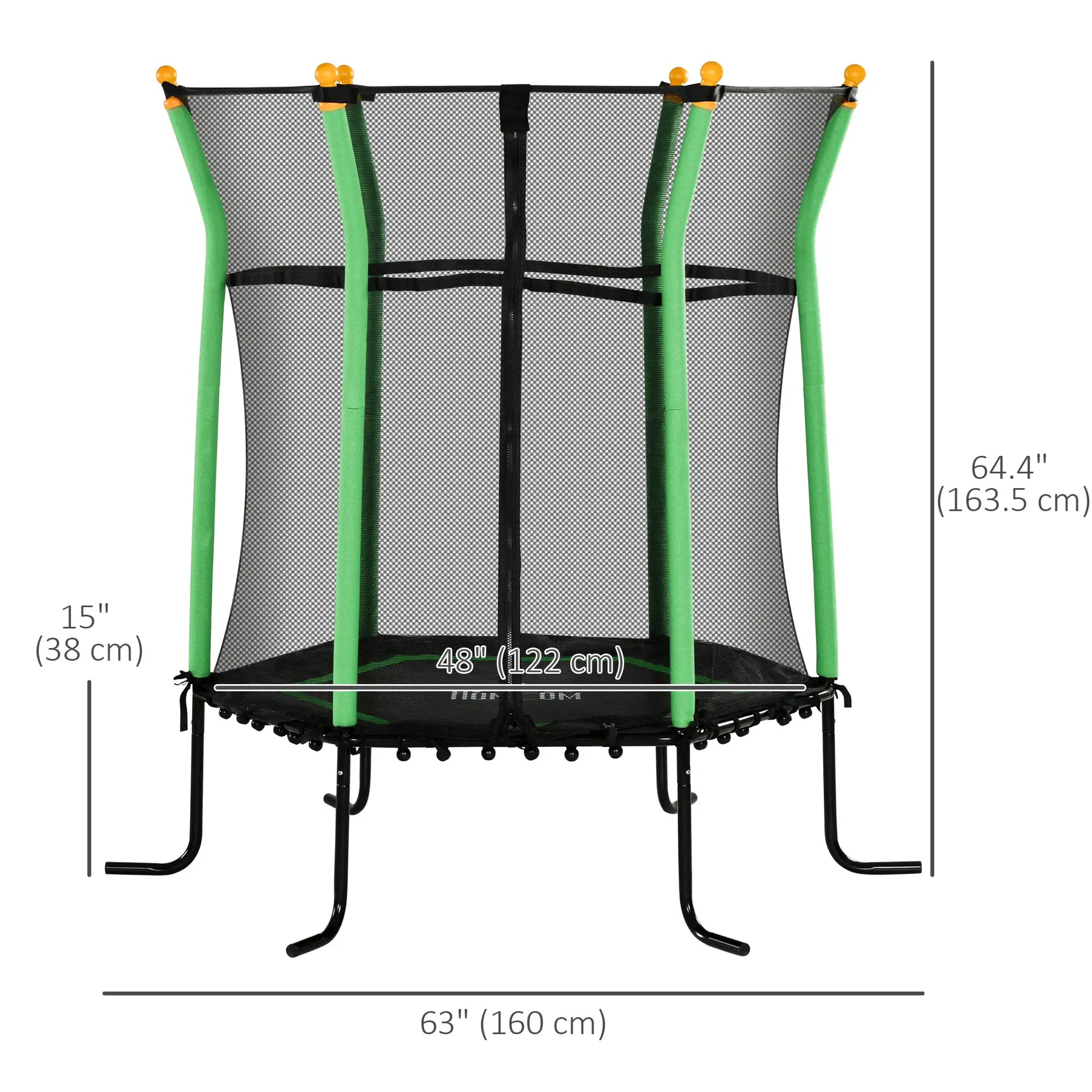 64" Kids Trampoline, Indoor Outdoor, Enclosure Net, Green Trampolines at Gallery Canada