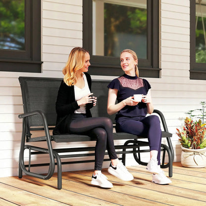 Outdoor Glider Bench, 2 Seater Garden Patio Chair, Black Outdoor Gliders at Gallery Canada