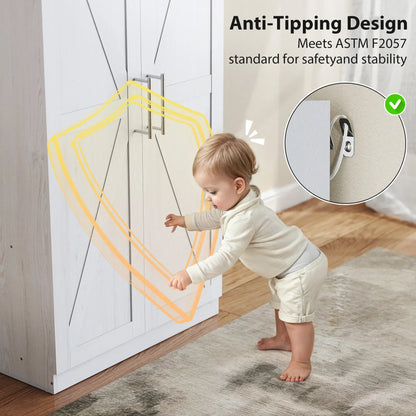 Farmhouse Armoire Wardrobe, 2 Barn Doors, White Wood Effect, White