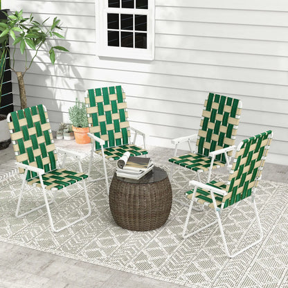 Folding Patio Chairs Set, 4 Pack With Armrests, Green Patio Chairs at Gallery Canada